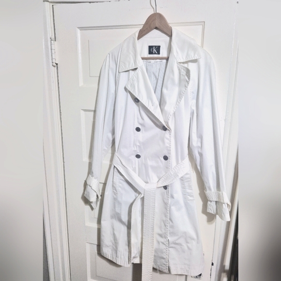 Calvin Klein Jackets & Blazers - Vintage Calvin Klein White Double-Breasted Trench Coat Fits Xl-2xl No Size Tag